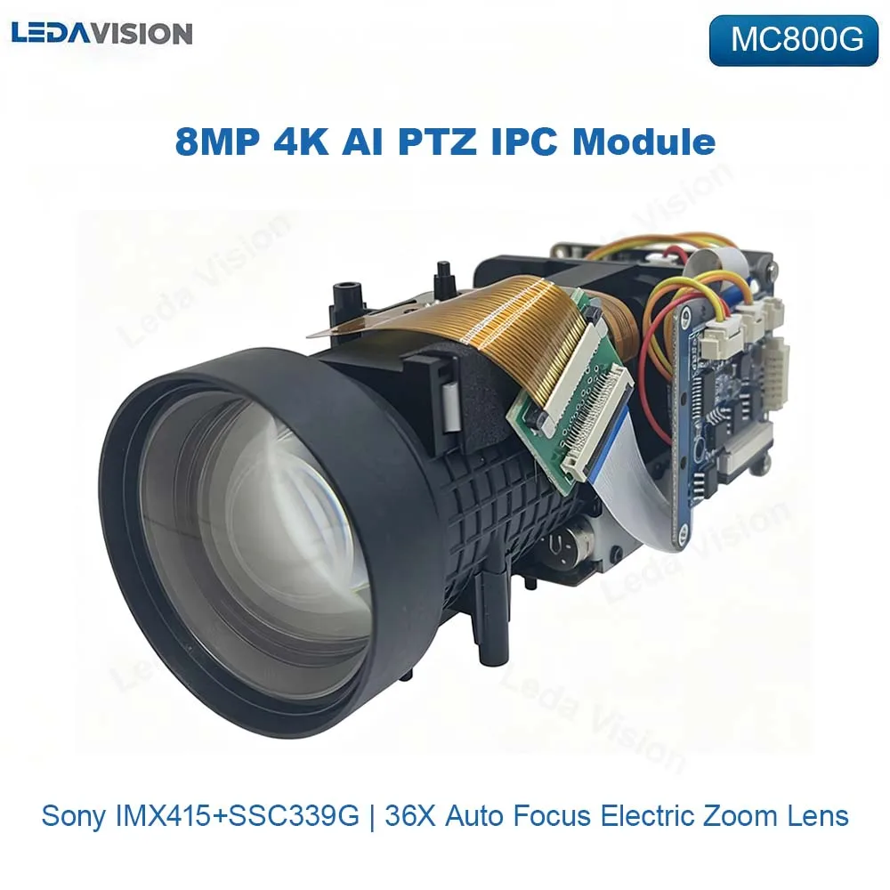 MC800G 8MP 4K AI PTZ IP Camera Module Sony IMX415+SSC339G 36x Auto Focus Electric Zoom Lens Full Color CCTV Security PCB Board