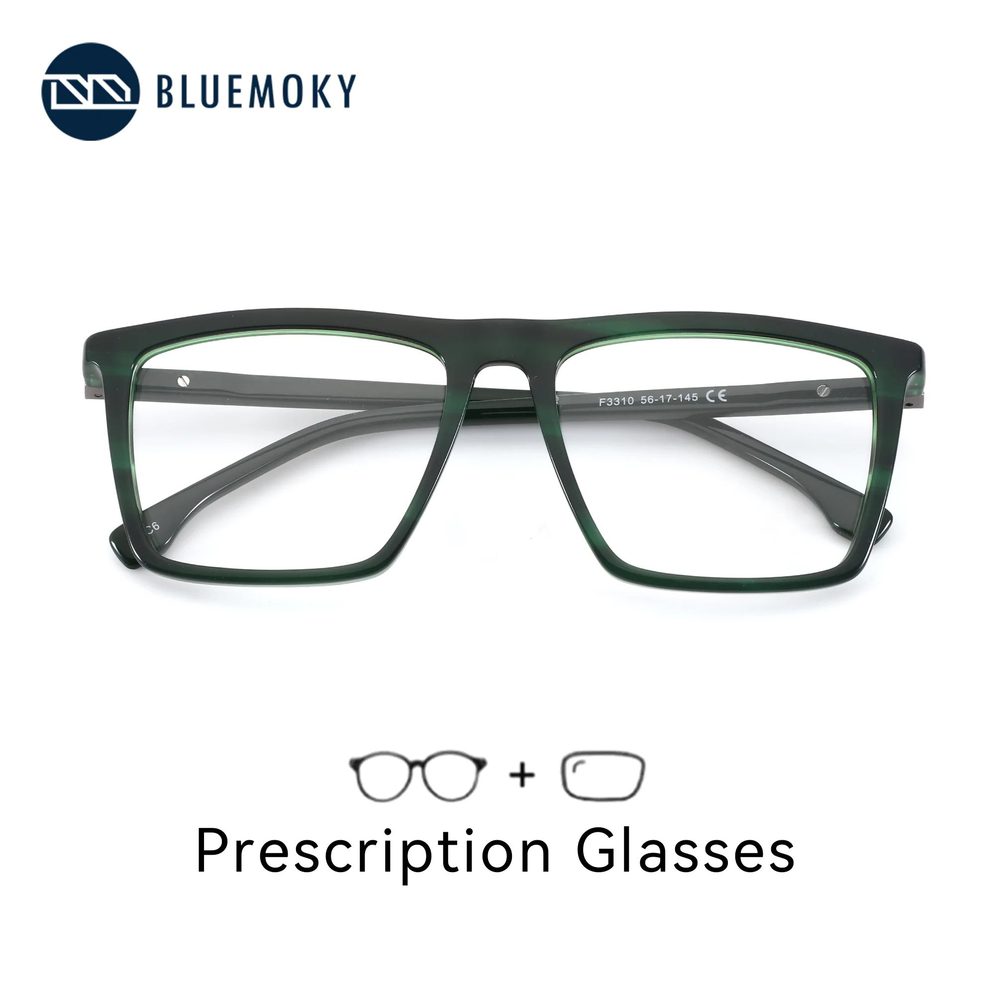 

BLUEMOKY XL Size Square Prescription Glasses Men Acetate Frame Progressive Photochromic Optical Eyeglasses