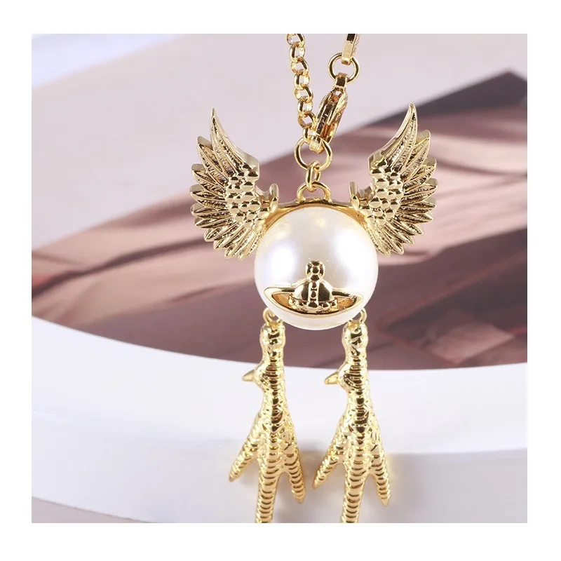 

Jewelry Personality Planet Series Inlaid with Pearls Creative Eagle Claw Wings Punk Fashion Necklace