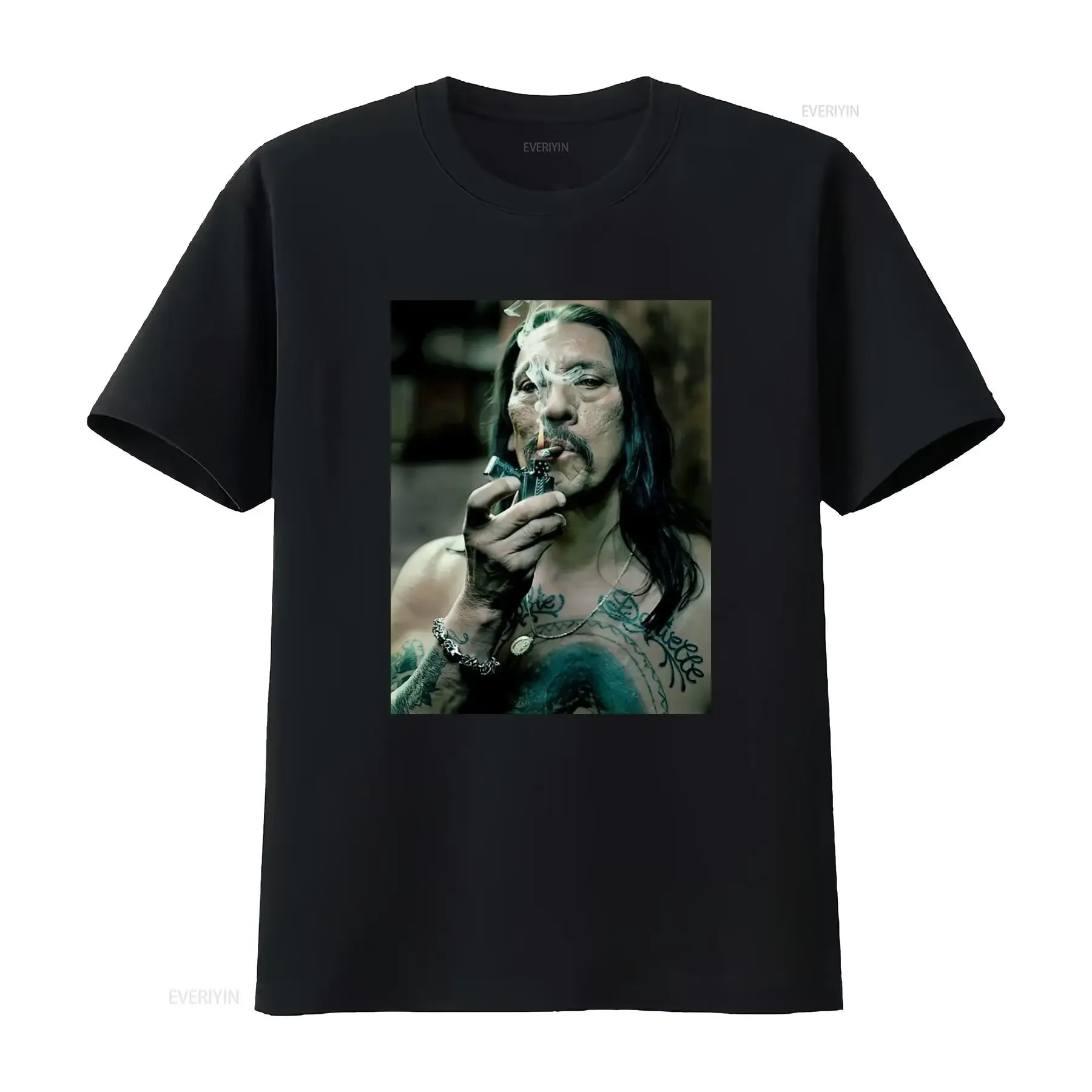 Camiseta de Danny Trejo con estampado de machete y cigarro, diseño único estilo tatuaje para hombre, vintage, lavada, ropa de diseñador con estilo.