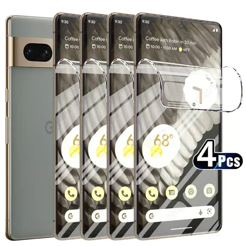 4 BH Film hidrogel untuk Google Pixel 7 8 Pro pelindung layar sangat tipis untuk Google Pixel 8A 7A 6A 4XL 6 Pro Film Gel bukan kaca