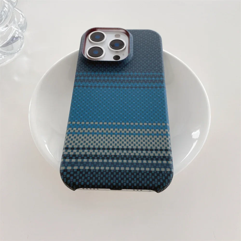 Kevlar Pattern Phone Case For IPhone 17 16 Plus 15 14 13 12 Pro Max Magnetic Carbon Fiber Leather Bo