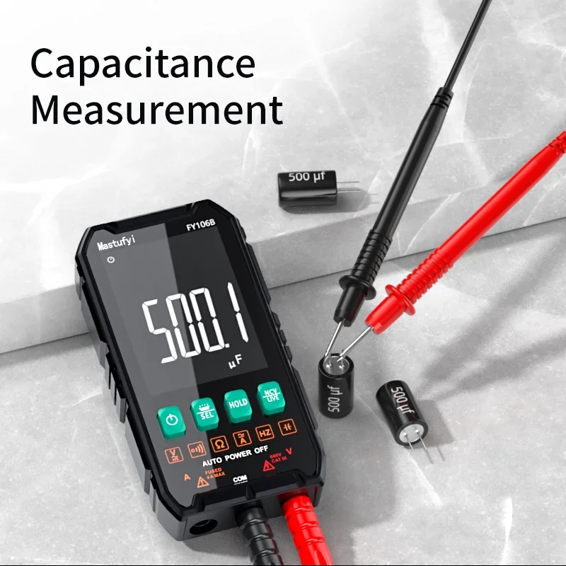 Imagem -02 - Mastfuyu Mini Multímetro Digital Inteligente Eletricista Testador para Capacitância de Tensão dc ac Ohm hz Ncv Multitester Profissional