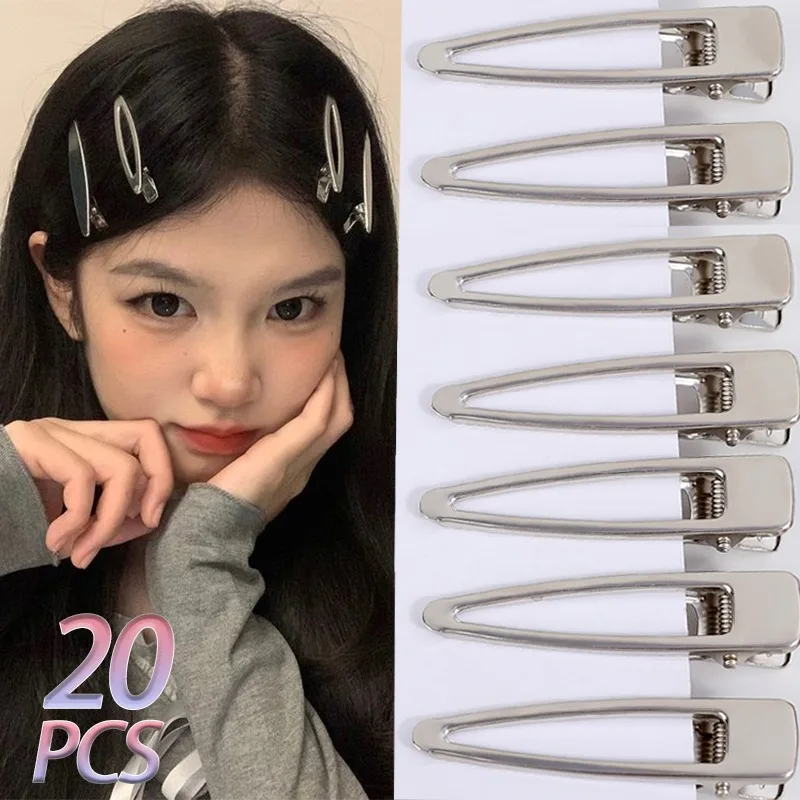 20Pcs High Quality Silver Metal Hair Clips Accessories Y2K Millennium Hairpins Barrette Ornament for Women Hair Styling Tools