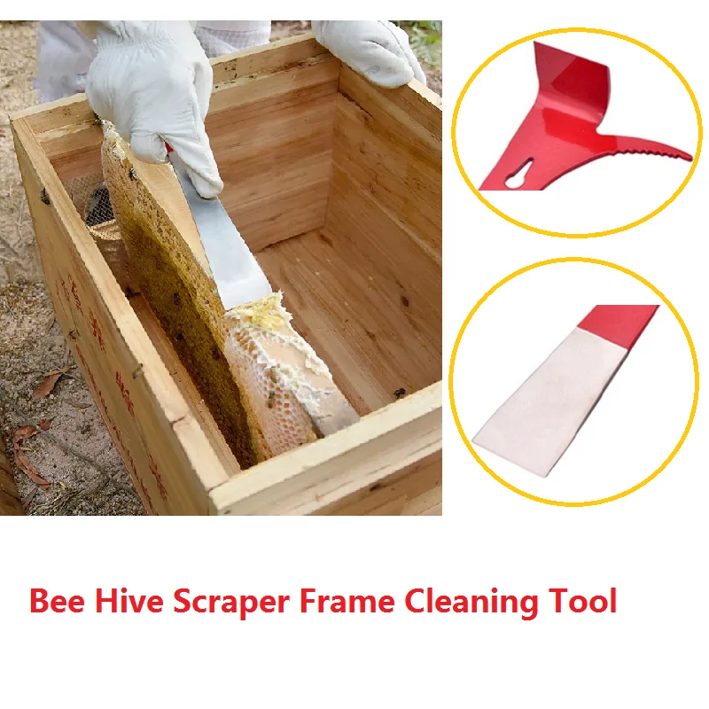 3 in 1 Bee Hive Tool with J Hook Stainless Steel Bee Hive Scraper for Lifting Frame Beehive Frame Cleaning Tool Beekeeping Tools