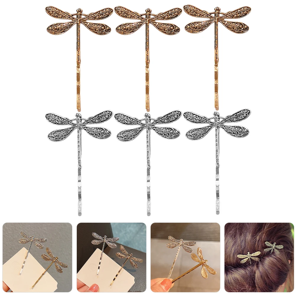 

6 pcs Dragonfly Clips Metal Clip For Hair Accessories Women Hair Bobby Pins Decorative Dragonfly Pin Hairpins