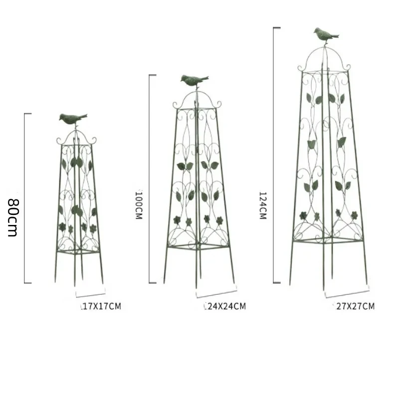 124/100/80cm Metal Garden Tower Obelisk for Vine Rose Flower 3pc/set Patio Yard Climbing Plants Support Trellis for Pots