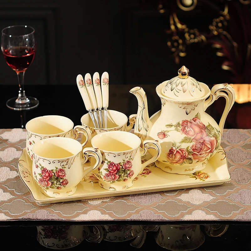 European water set tray English afternoon tea cup   saucer household ceramic coffee