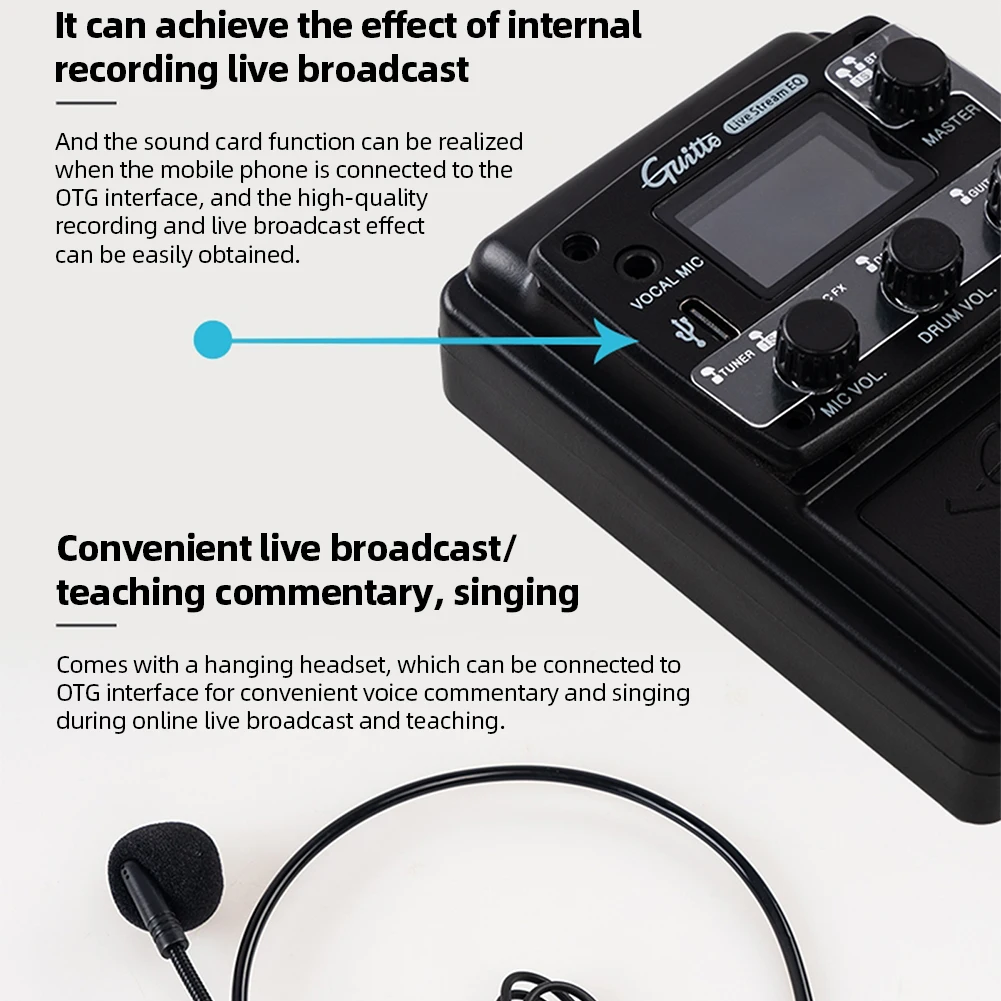 Pastilla de guitarra acústica profesional, sintonizador Digital LCD, preamplificador EQ, micrófono de transmisión en vivo, accesorios de piezas de