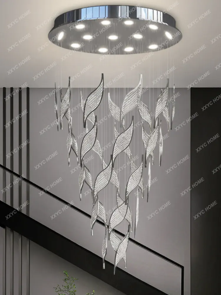 Modern ceiling chandelier Leaf design crystal living room bedroom light fixture home decor luxury staircase suspension luminaire