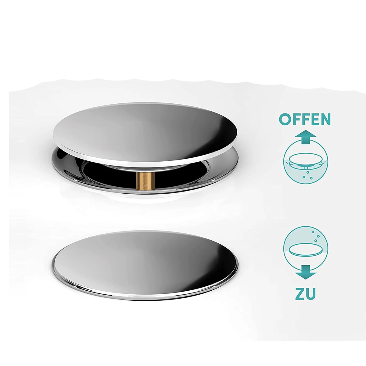 AA05 Bath Plug With Universal Fit - Rustproof Bathtub Plug With Double Seal - Bath Plug For Any Standard Bathtub In Chrome