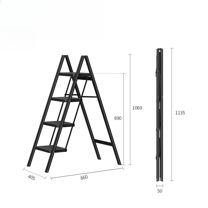 Ladder Household telescopic four-step ladder Thickened small light housewarming staircase stool Multifunctional