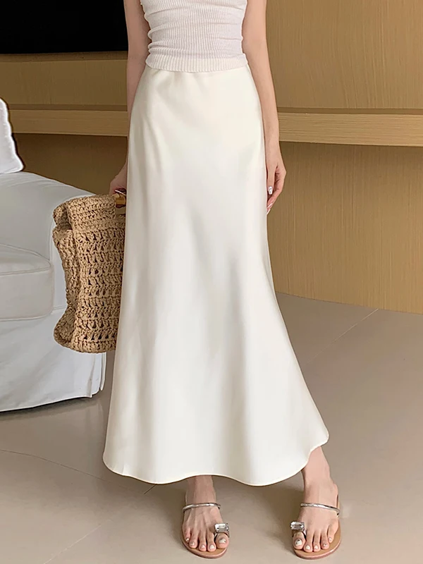 

High Waist Pure Color Fi Tail Skirt Women's Street Sle Color f Skirt No Daily Wear Elastic Waist