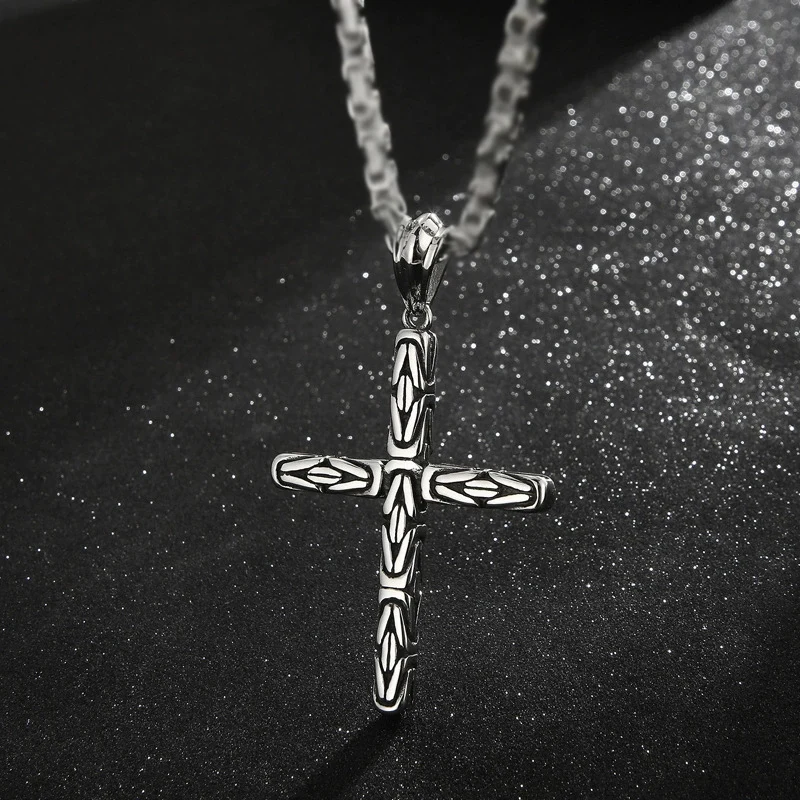 

Trendy Thai Silver Emperor Cross Necklace For Men American High-end Domineering Necklace Valentine's Day Gift KOFSAC