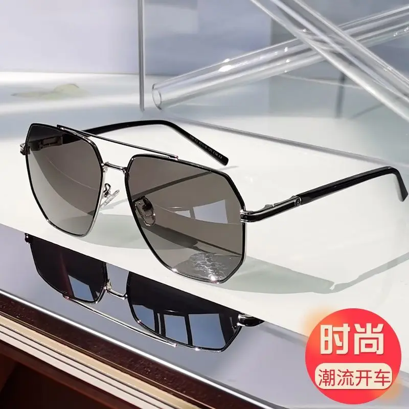 Sun Glasses2024New UV-Proof Sunglasses Men's Fashionable Large Frame Driving-Specific Glasses Sunshade Reflective Lenses