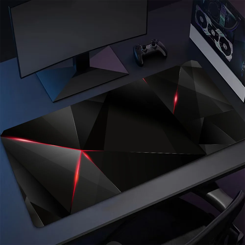 Black Red Geometric Design Non-slip Mouse Pad Suitable For Office Computers Laptops E-sports Game Desk Mats XXL Keyboard