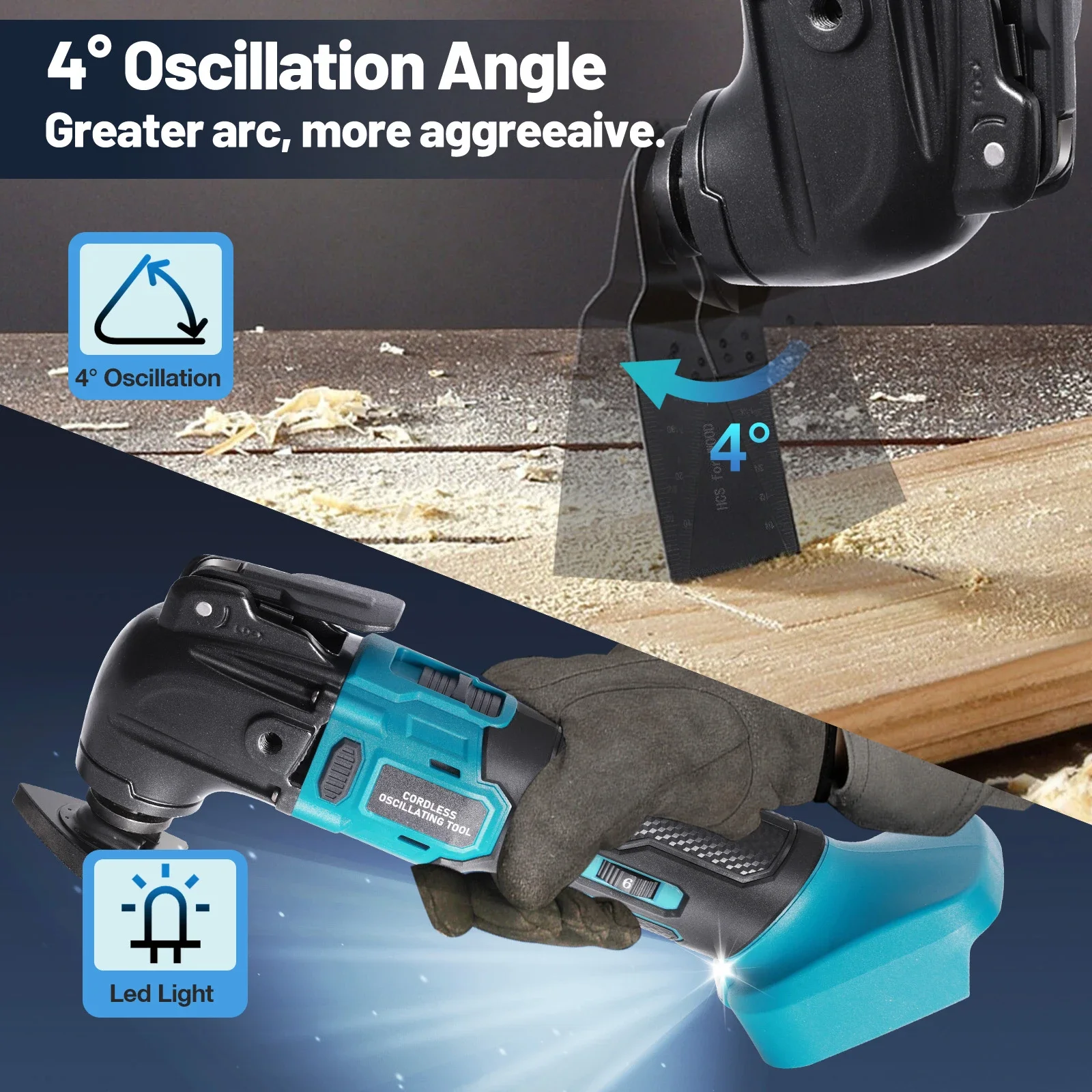 Electric Cordless Oscillator, Versatile Home Pruning Saw Multi-function Trimmer/Shovel/Cutting Saw Tools For 18V/21V Makita