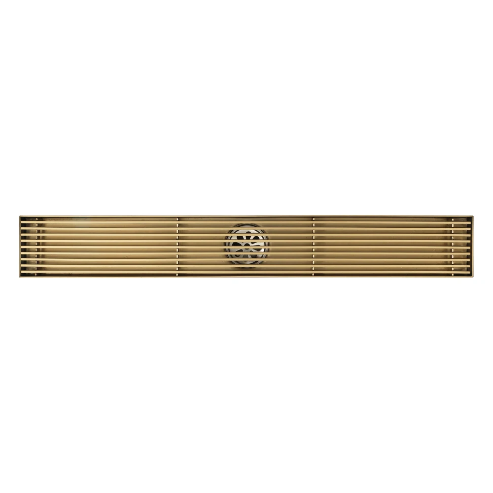 304 Stainless Steel Floor Drain Brushed Gold Finish For Bathroom And Shower European Rectangle Design