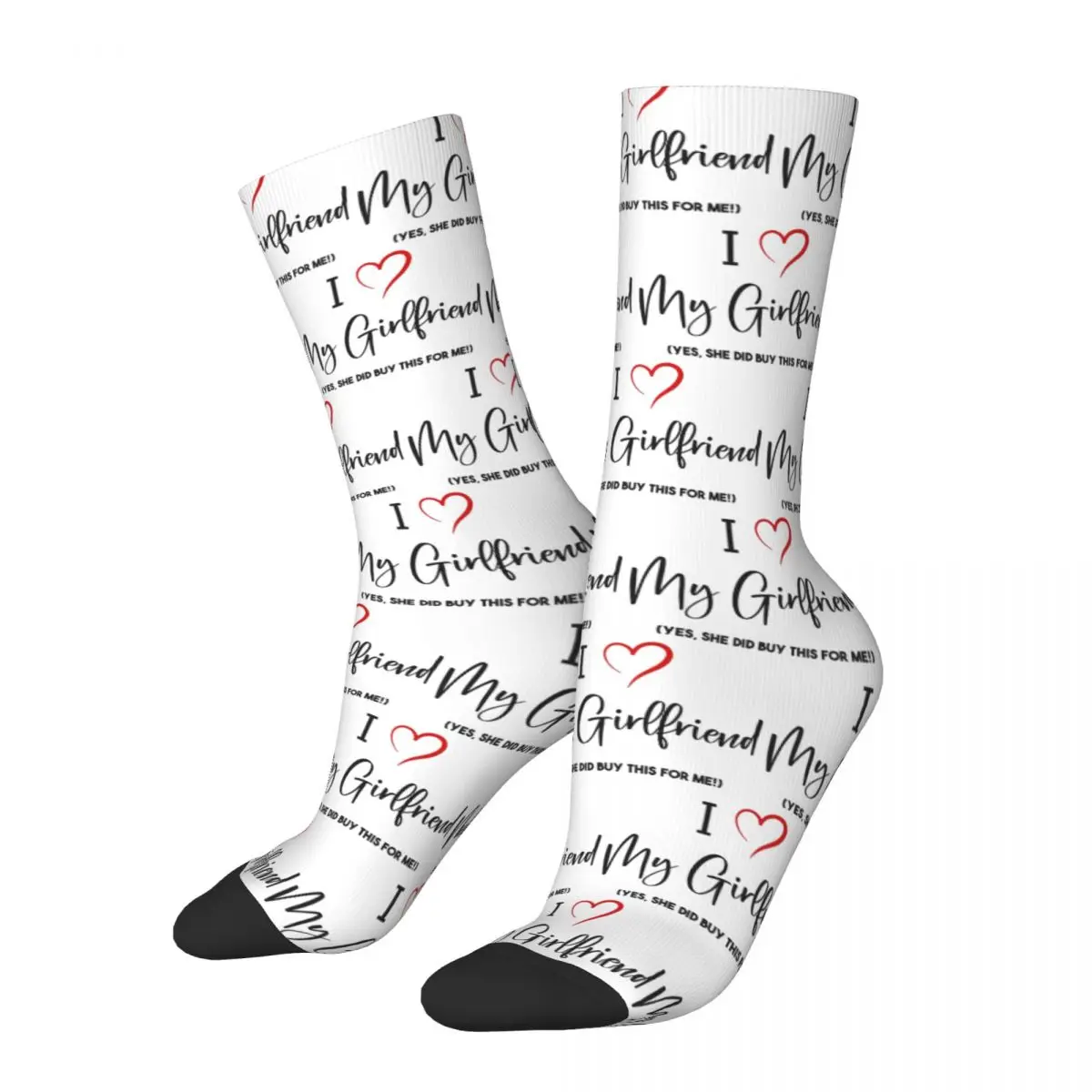 

I Love My Girlfriend (Black Ver.) Socks Harajuku Sweat Absorbing Stockings All Season Long Socks for Unisex Birthday Present