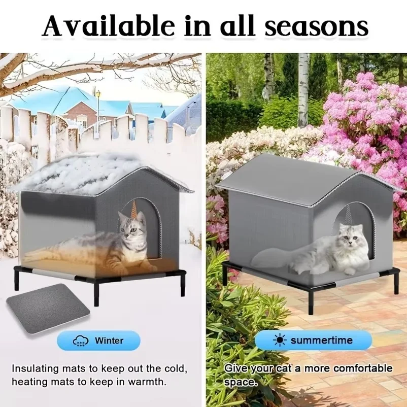 Stray Cat Houses with Mat Waterproof Summer Cool Shelter Foldable Pet Cave Nest Sleeping Beds for Outdoor Cats Small Dog Puppies view 2