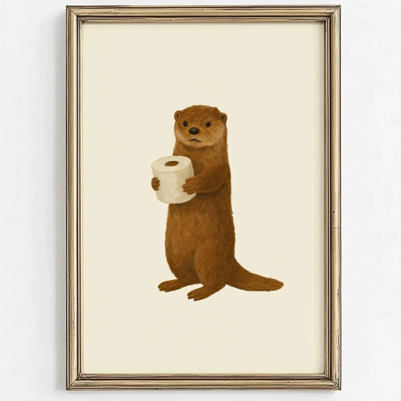 1PC Frameless  Cute Animal Bubble Bath Wall Art Cute Bathroom Animal poster Kids Funny Toilet Paper Animal Print Nursery Bathtim view 4