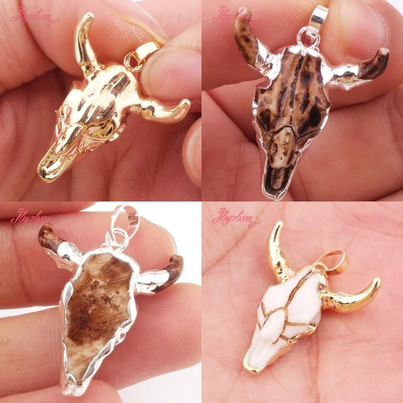 

10x22mm Animal Resin Horn Cow Head Carved Bone Cabochon Powerful Pendant for DIY Accessories Amulet Pendant Charm Finding 1 Pcs