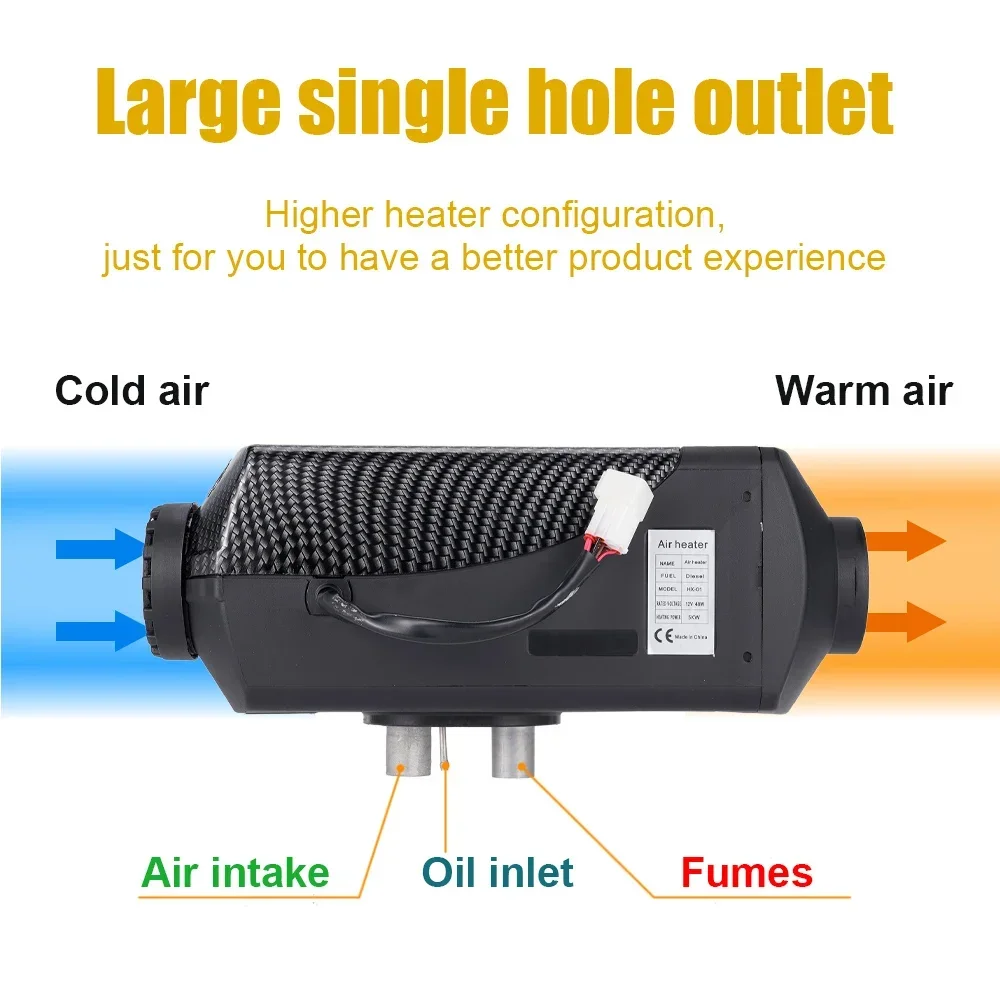 소음기가 달린 디젤 에어 히터, 리모컨 트럭 보트 버스 RV 트레일러 에어 디젤 주차 히터, 12V, 24V, 5-8KW