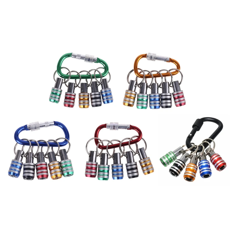 K1KA 5pcs 1/4 Inch Shank Keychain Extension Bar Screwdriver Bits Holder Socket Adapter Drill Bit Screw Adapter