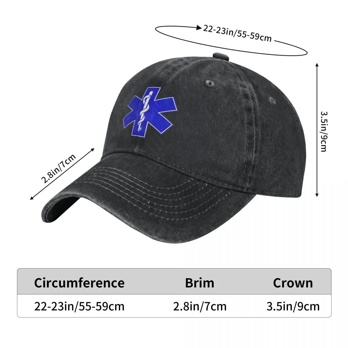 Star Of Life Print EMT Paramedic Emergency Medicine Baseball Cap Street Style Women Men Trucker Dad Hat Camping Baseball Caps