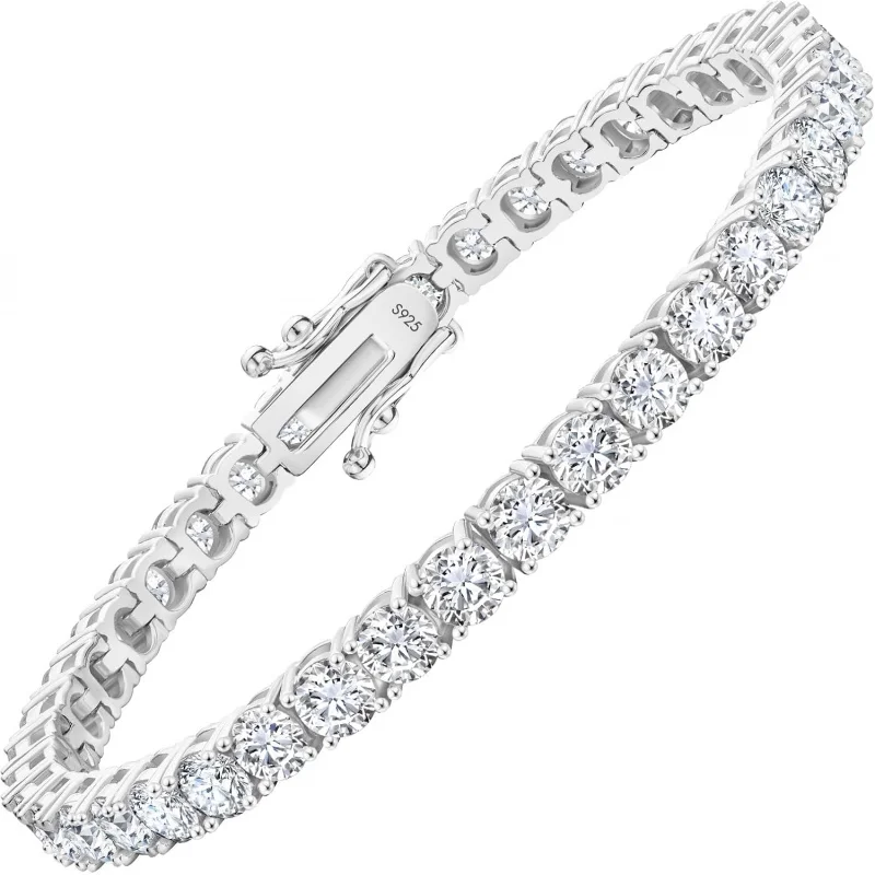 

KRKC&CO Lab-Grown Moissanite Tennis Bracelet Women, Luxury Anniversary Wedding Bridal Gift For Wife, 2.2-13.8 Ct.Tw, D Color VVS