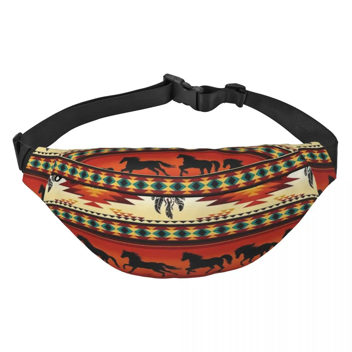 

Custom Fashion Navajo Aztec Tribal Horse Pattern Fanny Pack Women Men Sling Crossbody Waist Bag Travel Cycling Phone Money Pouch