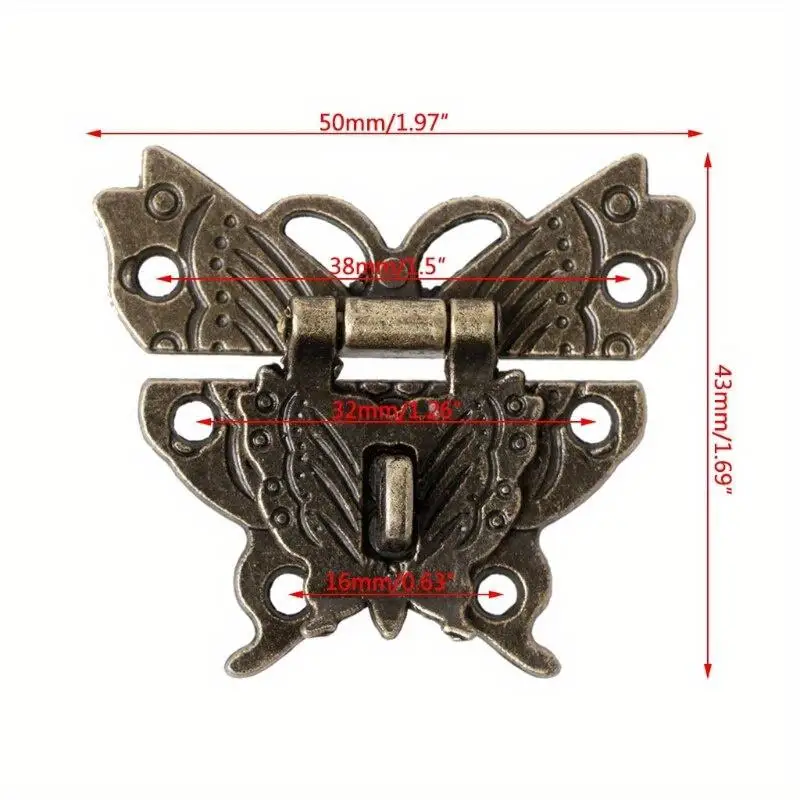5Pcs Wooden Jewelry Box Case Lock Pad Chest Lock For Box Accessories Retro Vintage Butterfly Latch Hasp