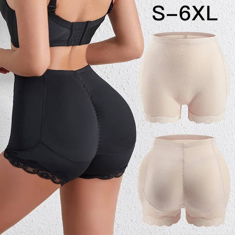 Ropa interior moldeadora de cuerpo S-6XL, relleno de almohadillas para caderas, Sexy, potenciador de glúteos grandes, bragas de Control, moldeador de vientre liso, glúteos falsos