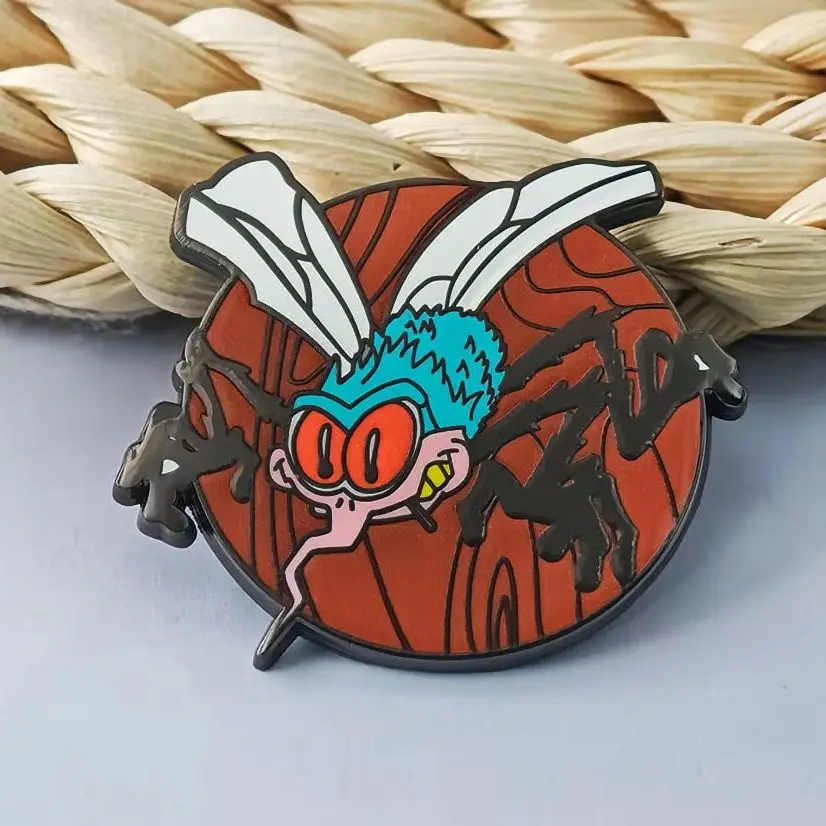 AC Fly On The Wall Enamel Pins Vintage Hard Rock Band Logo Brooches Funny Fly Mosquito Badge Backpack Lapel Pin Fans Gift