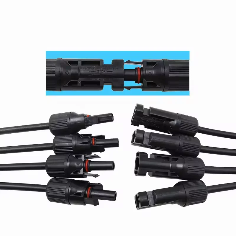 1pair 4Y Solar Style Y Branch Adapter Connectors 1 to 4 Male and Female Panel Cable Photovoltaic Connector Adapter Dropshipping