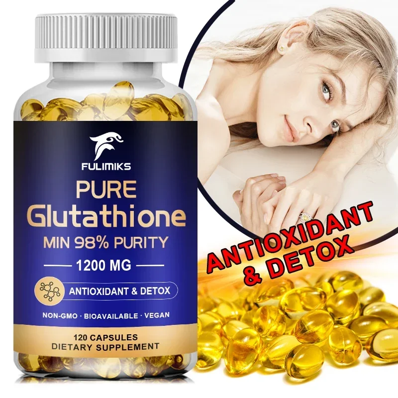 글루타티온 캡슐, 피부 톤 강화제, 면역 지원, 항산화 및 해독 보충제, 1200mg