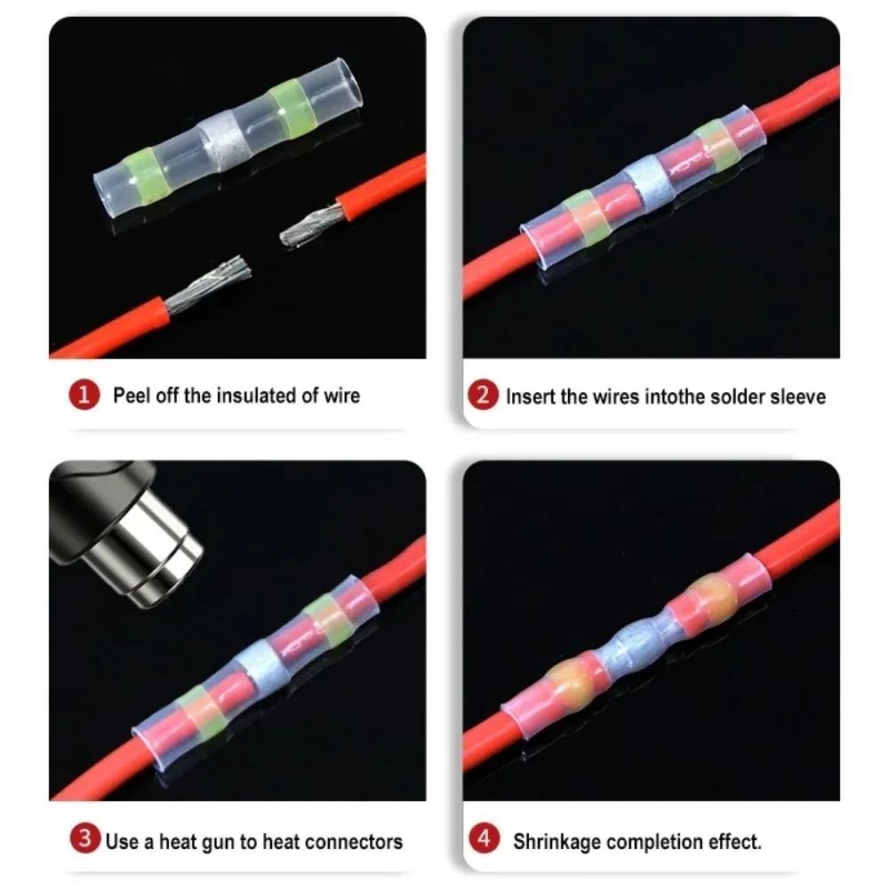 ชุดอุปกรณ์เชื่อมต่อสายไฟแบบหดความร้อนกันน้ำ 50/100 ชิ้น