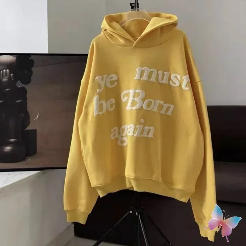 Stock Winter Oversized Fleece Kanye Hoodies High Quality Foam Print Ye Must Be Born Again CPFM Cactus Sweatshirts Men Women