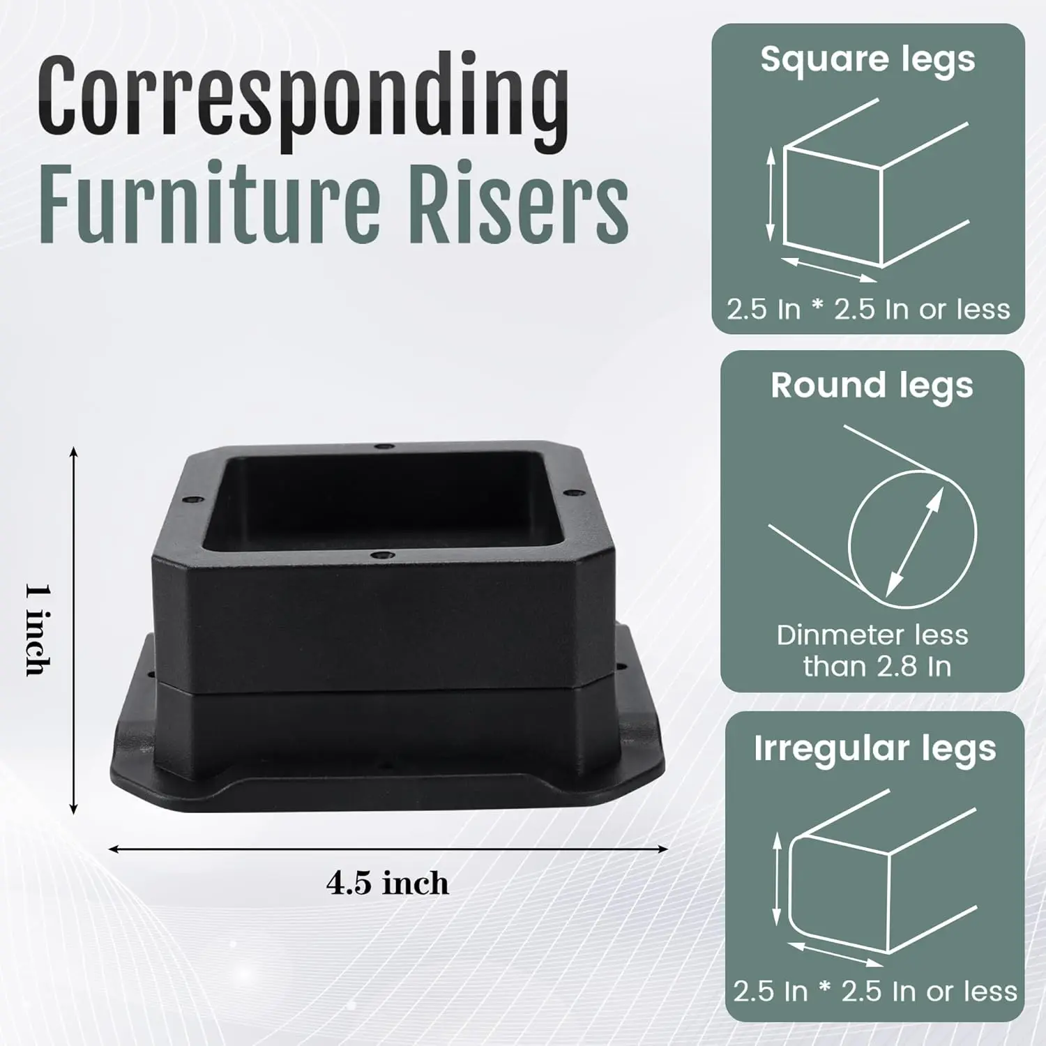 Bed Risers 1 inch Heavy Duty Furniture Risers for Sofa Table and Chair Black 4 Pack