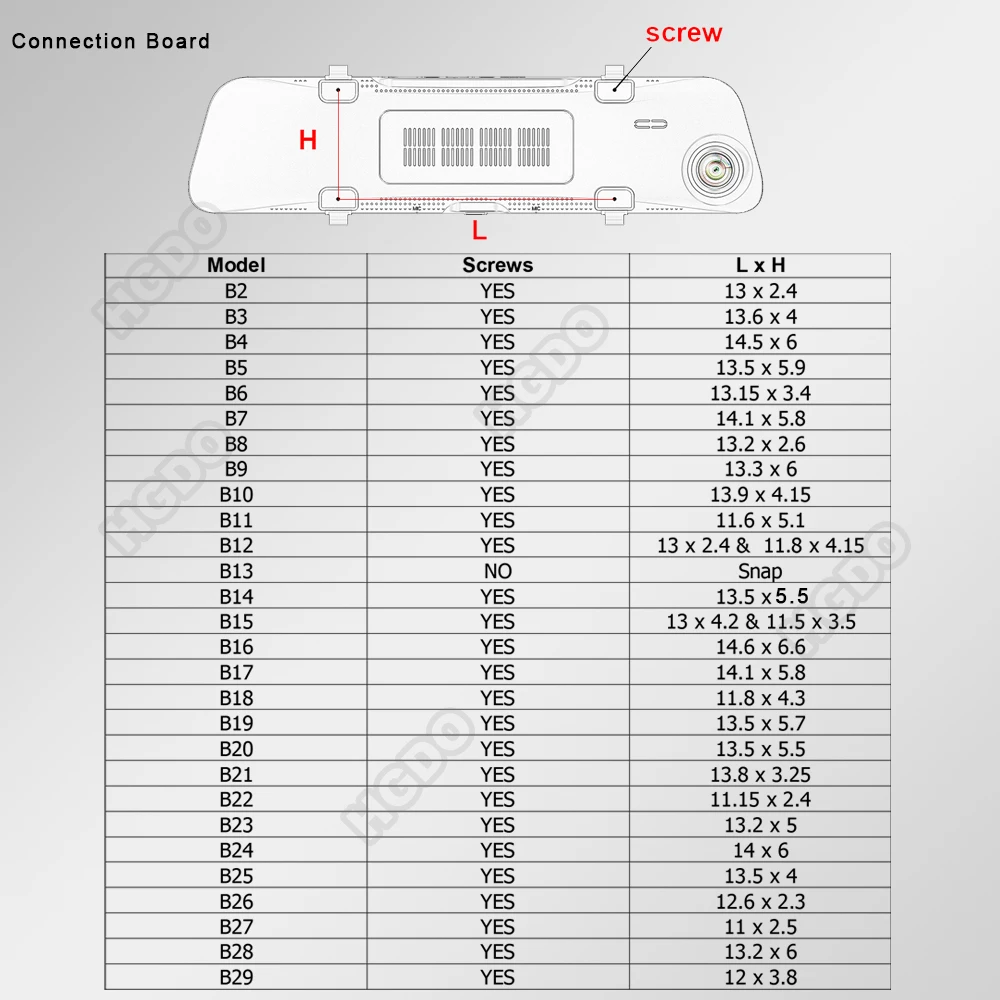 HGDO B13-B23 Mounting Bracket for Car DVR Rear View Mirror Dash Cam Universal Mounts Holders Video Recorder Metal Number 1-225