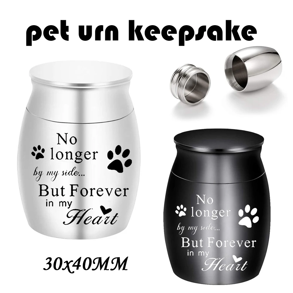 ﻿ Carving Paw Print Cat Dog Keepsake Urn - Small Urn for Ashes for Pet - Aluminium alloy Cremation Urns for Ashes Metal Urns