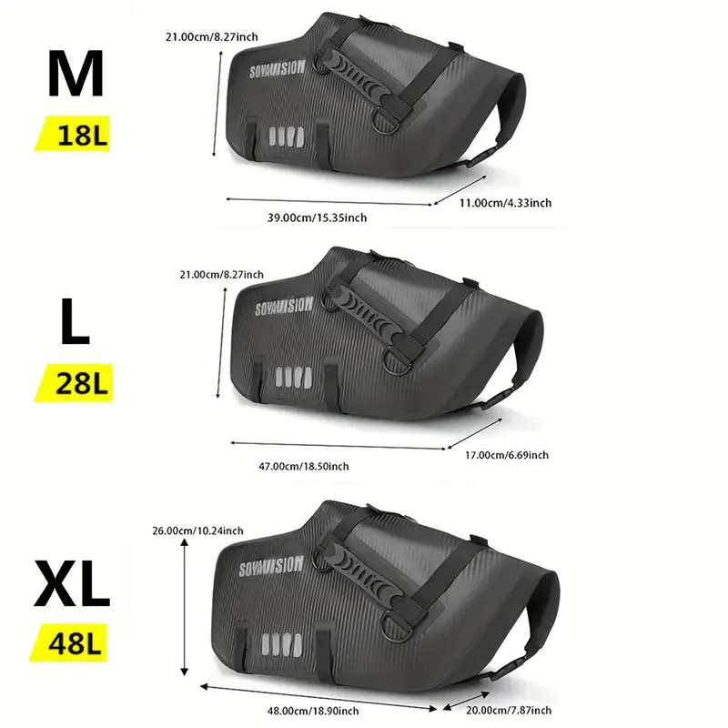 Motorcycle Bag Outdoor Dry Bag Waterproof 18L 28L 48L Shoulder Bag, Diving, Swimming, Hiking Driving Travel Tail Bag Waterproof