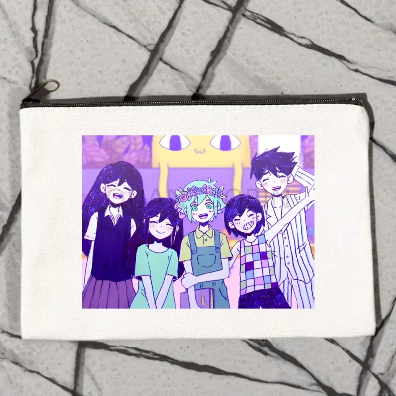 Omori Game Anime Funny Storage Zipper Bag Canvas Cosmetic Bags Travel Perfume Lipstick Pouch Wallet Gift for Knitting
