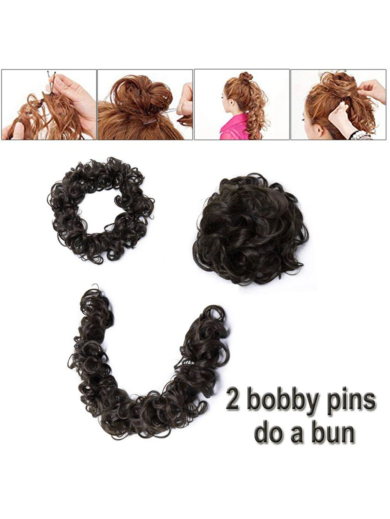 Messy Bun Hair Piece Hair Bun Scrunchies Synthetic Wavy Curly Chignon Ponytail Hair Extensions Thick Updo Hairpiece
