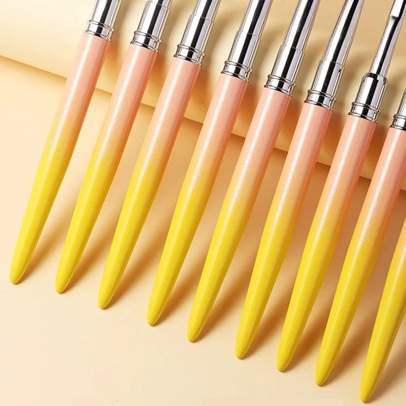 1PCS Gelb Griff Kolinsky Haar Nail art Pinsel Acryl UV Gel Carving Stift Pinsel Flüssigkeit Pulver DIY Nagel Malerei zeichnung Werkzeuge