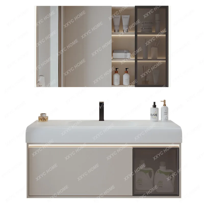 

Meishi Arc Whole Washbin Bathroom Cabinet Combination Induction Bathroom with Light Hand Washing and Face Washing