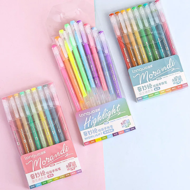 9 pz/set penna Gel multicolore da 0.5MM penna a colori impilabile ad alta capacità per studenti che dipingono materiale scolastico con penna per scrivere Graffiti