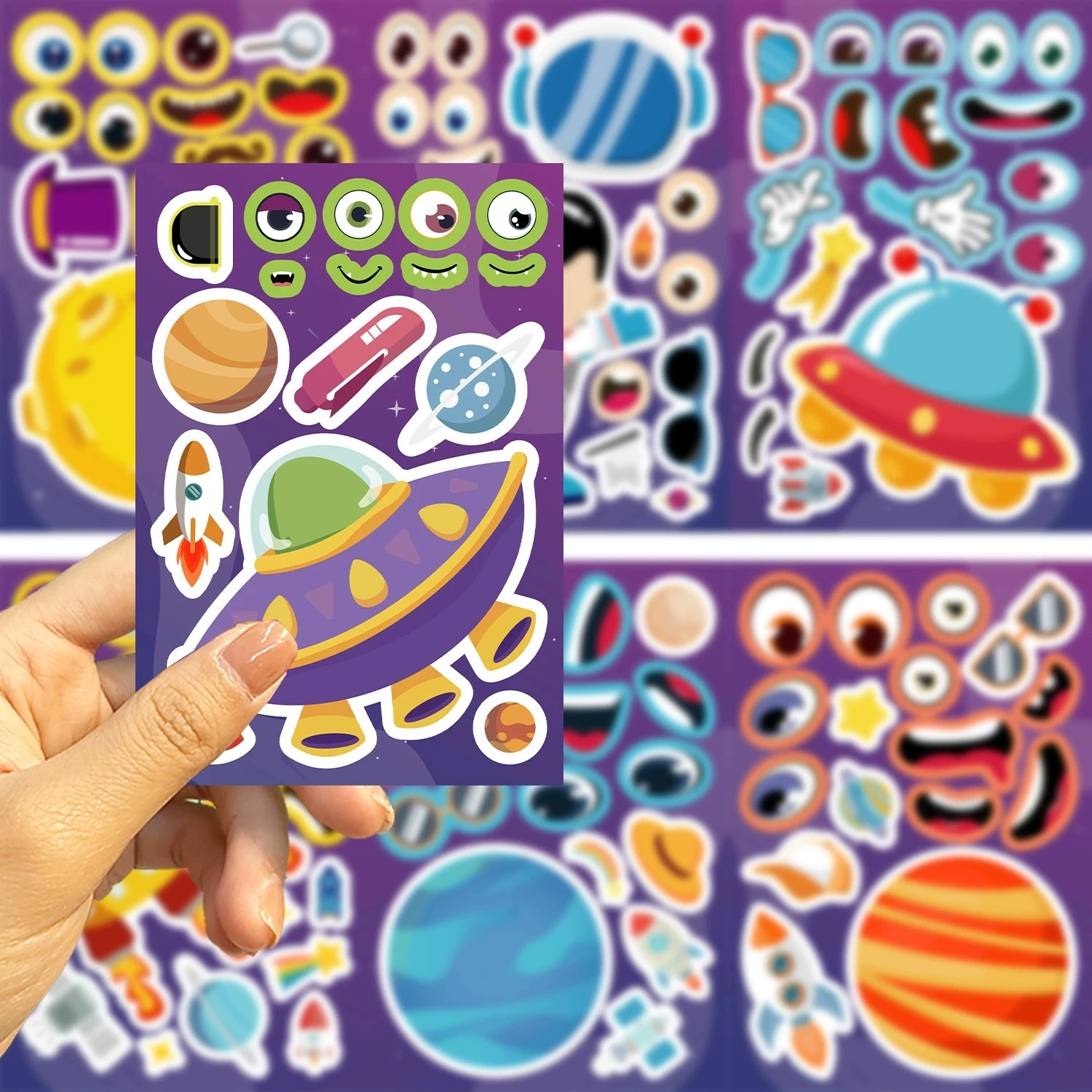 Variety Of 8PCS Cartoon Make a Face Change Sticker DIY Decoration Phone Notebook Pen Stationery Sticker For Children Rewards