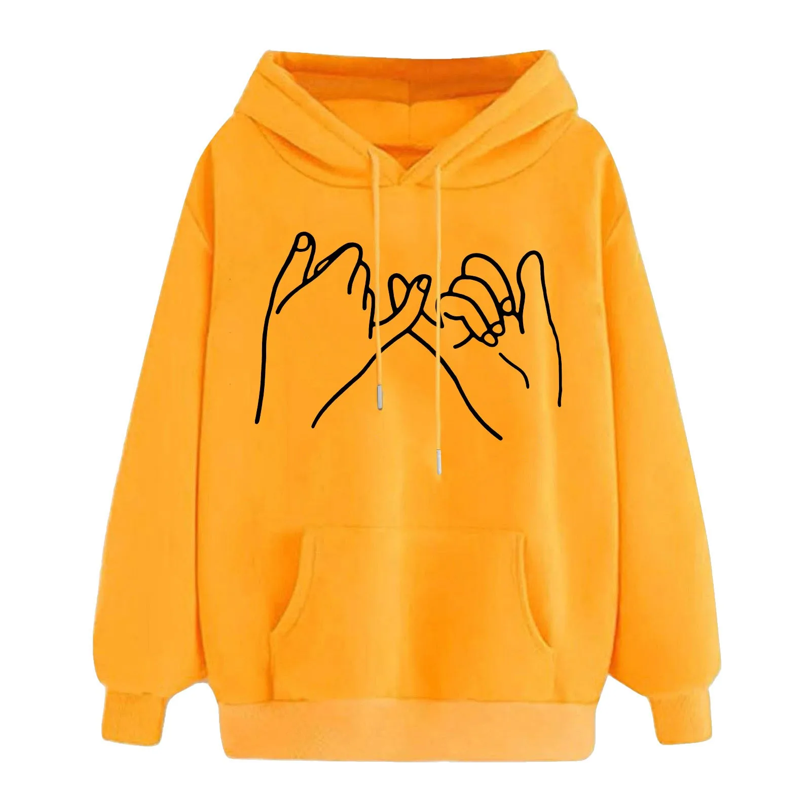 

Women'S New Small Hands Pull Hook Youth Art Hoodie Solid Color Casual Loose Fashion Pullover Personality Chic Trend Sweatshirt