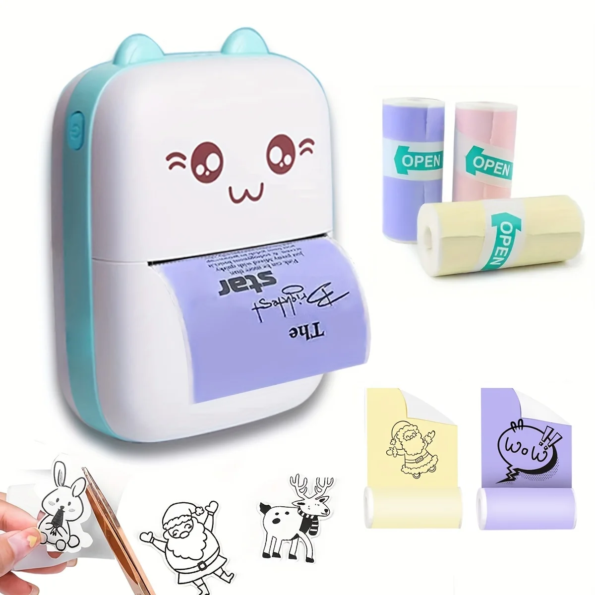 

Mini Pocket Printer with Rolls of Printing Paper,Suitable for Android or iOS Apps, Inkless Printer, Suitable for Home, Office
